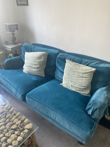 Teal velour fabric - velour, used