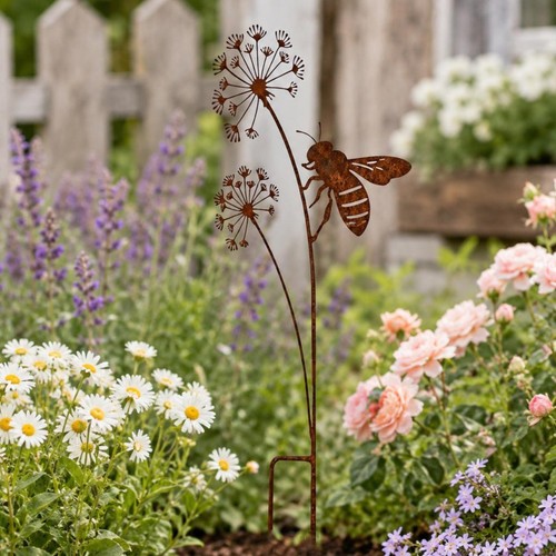 1pack rustic metal bee - 1pack, garden