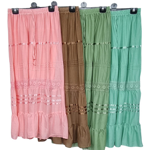 Cotton skirt maxi embroidered - maxi,