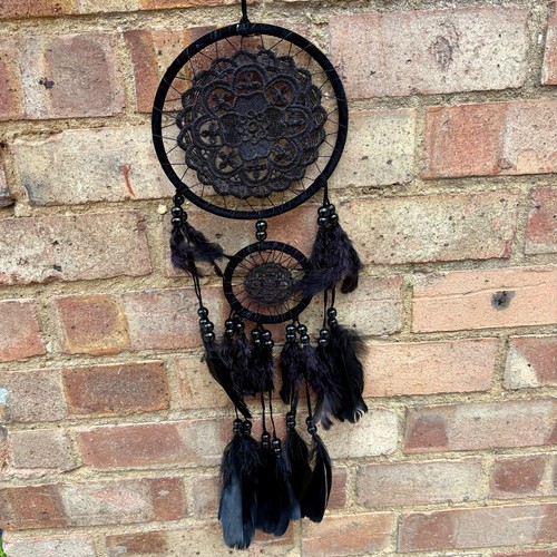 Black lace dream catcher boho - black,