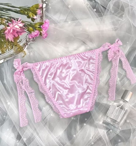 Pink satin knickers lace - knickers,