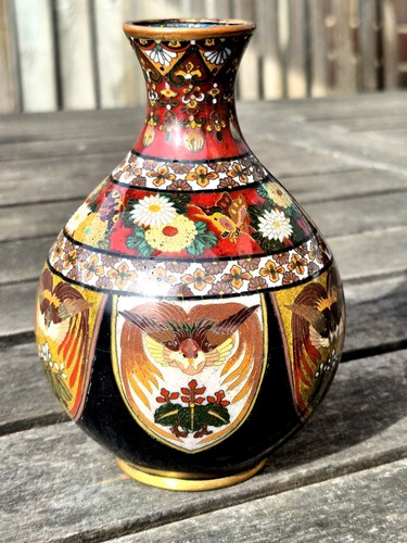 Japanese cloisonne enamel vase - japanese,