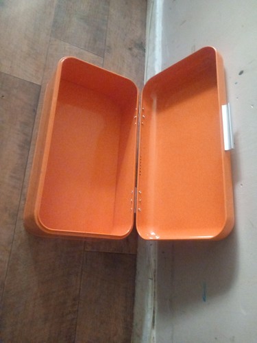 Orange metal bread bin - orange,