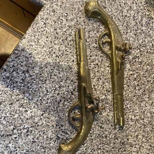 Brass flintlock pistol - brass,