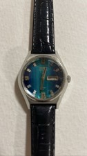 Vintage Seiko Automatic  Watch Teal Blue Dial Day/Date with Kanji English Rare