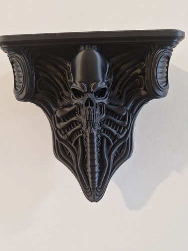 Biomechanical skull wall shelf - skull,