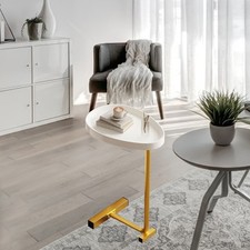 (Gold)C Shaped Side Table Small Egg Oval Shaped Sofa End Coffee Table That
