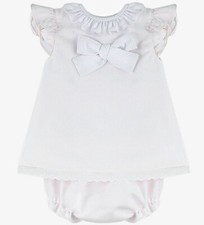 Baby Girl Dress Spanish Jam Pants Nappy Cover Knickers Bow White
