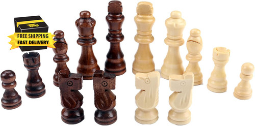Wooden chess pieces only 32 - pieces,