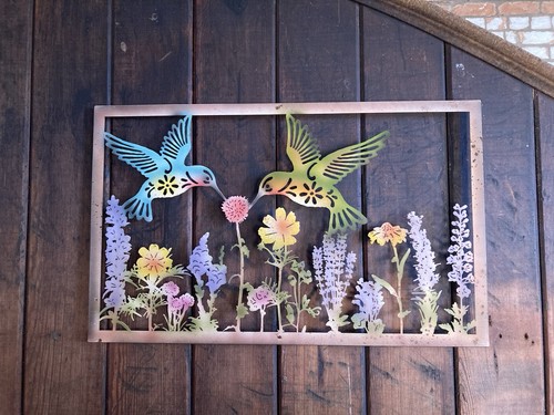 Coloured metal hummingbirds - metal,