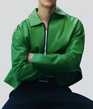 ZARA F/W 2022 MENS GREEN LEATHER JACKET S SMALL LIMITED Capsule Collection