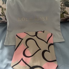 Lola Rose London Scarf Hearts Pink , Beige And Black With Bag