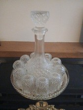 Crystal Decanter And Ten Shot