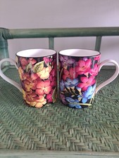 National Trust Bone China Wallflower/ Freesias Tony Heritage Mugs X 2
