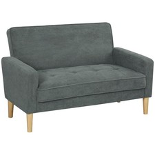 HOMCOM 2 Seater Sofa, Velvet-Feel Upholstered Loveseat for Small Space, Grey