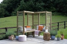 Wooden 1.8x1.8m Corner Arbour Firenze Garden Trellis Bench Seat Free Delivery