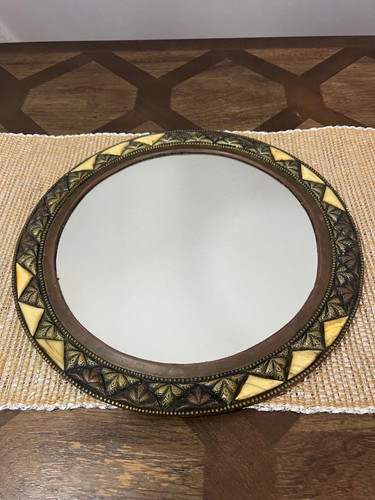 Vtg moroccan mirror round - vtg,