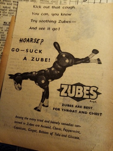 Tv6 ephemera 1949 advert zubes - 1949,