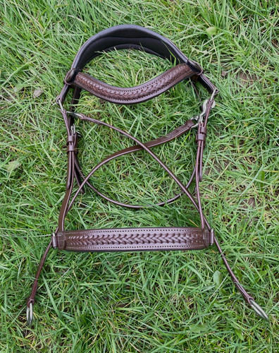 Braided padded leather bitless - padded,