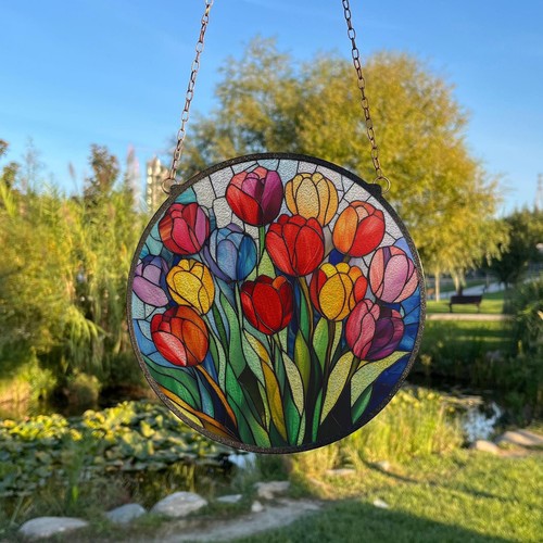 Colorful tulips painted - tulips,