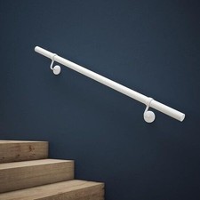 Rothley Internal Handrail Matt White 1.2m Easy Fit Metal Staircase Bannister Kit