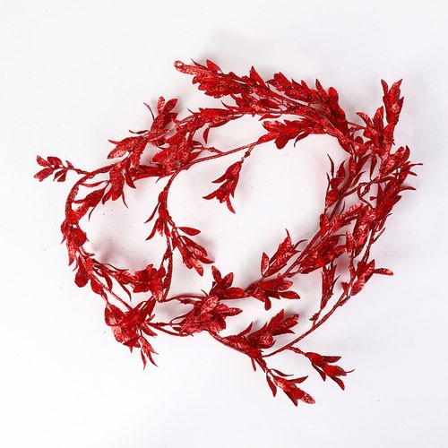 Red glitter ficus leaves - red,