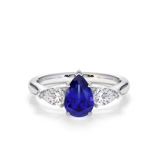 925 Sterling Silver Pear 1.00 Ctw Tanzanite 3-Stone Women Engagement Ring