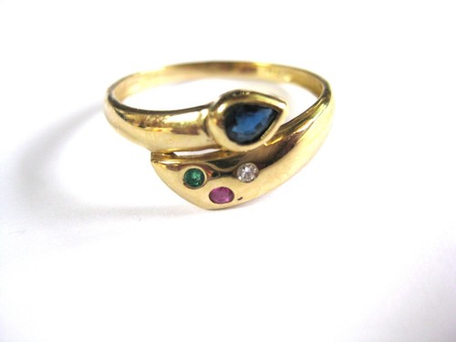Ring gold 585 - 585, gemstones