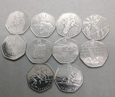 OLYMPIC JOBLOT 10 X 50p Coins Inc Wrestling Fifty Pence, Circulated (c93)