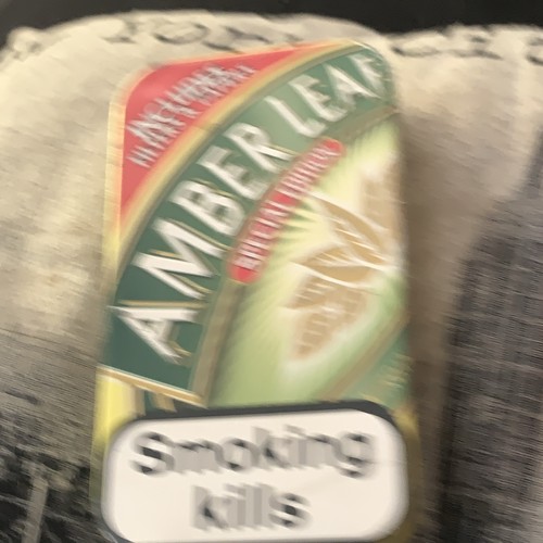 Amber leaf metal tobacco tin - tobacco,