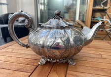 Silver Plated Teapot Ornate Elaborate Engraved Decoration Vintage Hallmarked