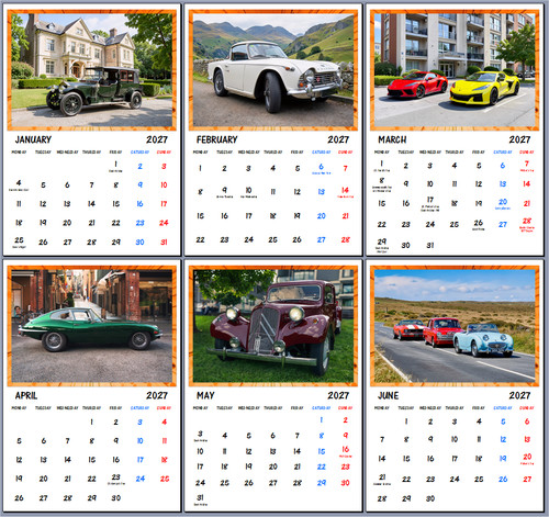 2027 cars calendar wall - 2027,