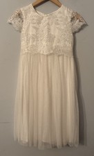 John Rocha Ivory White Lace & Tulle Flower Girl Bridesmaid Communion Dress 11-12