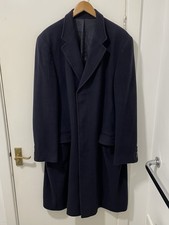 Jaguar Cars 100% Cashmere Overcoat Men's 48" 2XL Navy Knee Length Formal Winter