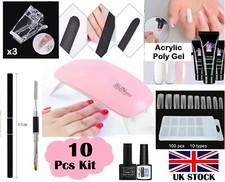 Poly gel Nail Kit DIY 10 PCS SET Poly Builder Acrylic Art UV Lamp Glue Extension
