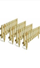 4Pcs Wooden Picket Fence Panels, Lawn Edging, Natural Picket Fence Lawn Edging