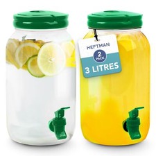 2 x HEFTMAN Plastic Drink Dispenser Tap 3L Cold Water Handle Screw-Top Cocktail