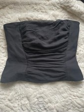 Vintage Coast Black Silk Strapless Corset Top UK 12