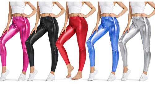 Girls metallic shiny leggings - metallic,