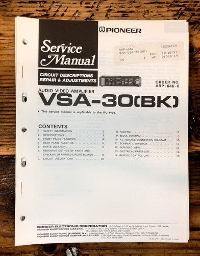Pioneer vsa amplifier - pioneer, vsa-30
