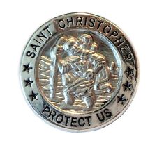 NEW St. Christopher Metal Badge Patron Saint of Travel Lucky Charm Protect Us