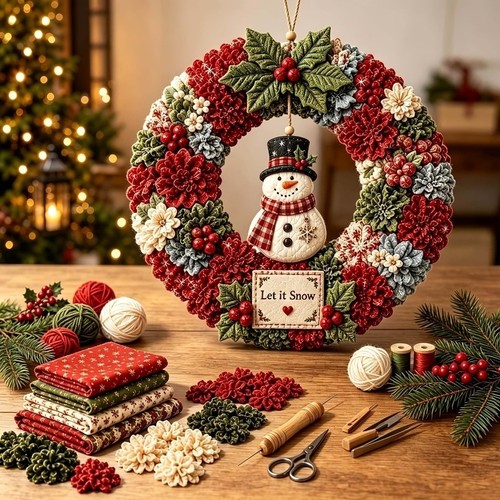 Fabric poke wreath diy kit - wreath,