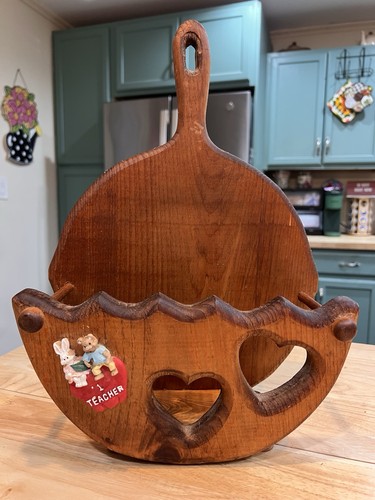 Vtg wooden paper plate holder - wooden,