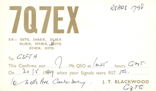 Qsl card radio uk rsars - radio,