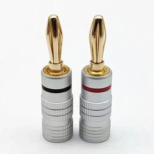 4 pcs 24K Gold plated Speaker Banana Plug DIY Audio Jack Connector