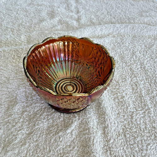 Carnival glass bowl pineapple - carnival,