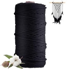 Macrame Cord 100m x 3mm Natural Cotton Rope Cord Craft Braided Homemade Gifts UK
