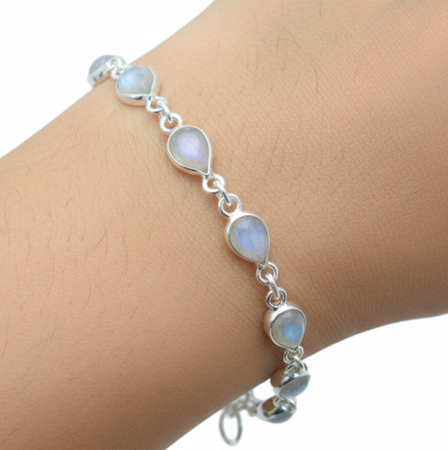 White rainbow moonstone 925 - moonstone,