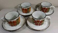 Set 4 VTG Stonehenge Midwinter Nasturtium Stoneware Mugs Cups Saucers England
