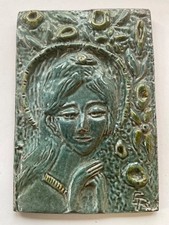 Emily Rhind Islay Studio Pottery Plaque Tile 1970s Mid Century Scottish Pottery